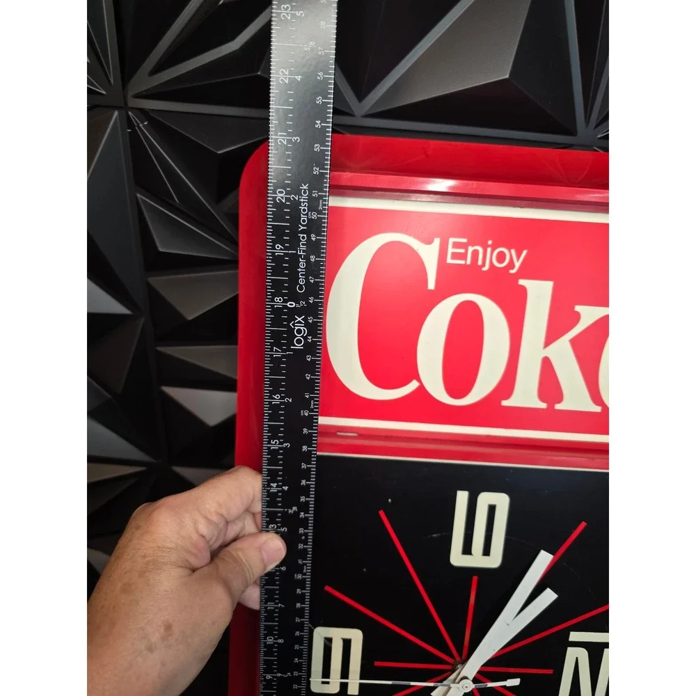 Vintage Enjoy Coca-Cola Electric Wall Clock 20x12 Red Sign Advertising Retro